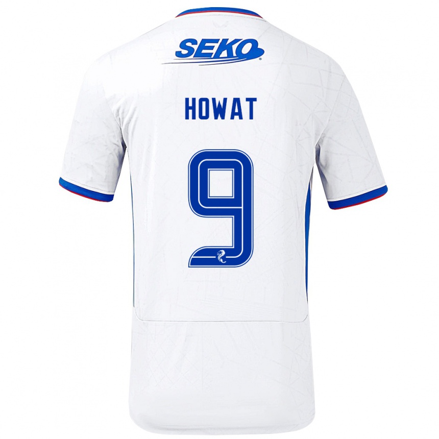 Niño Fútbol Camiseta Kirsty Howat #9 Blanco Azul 2ª Equipación 2024/25 Argentina