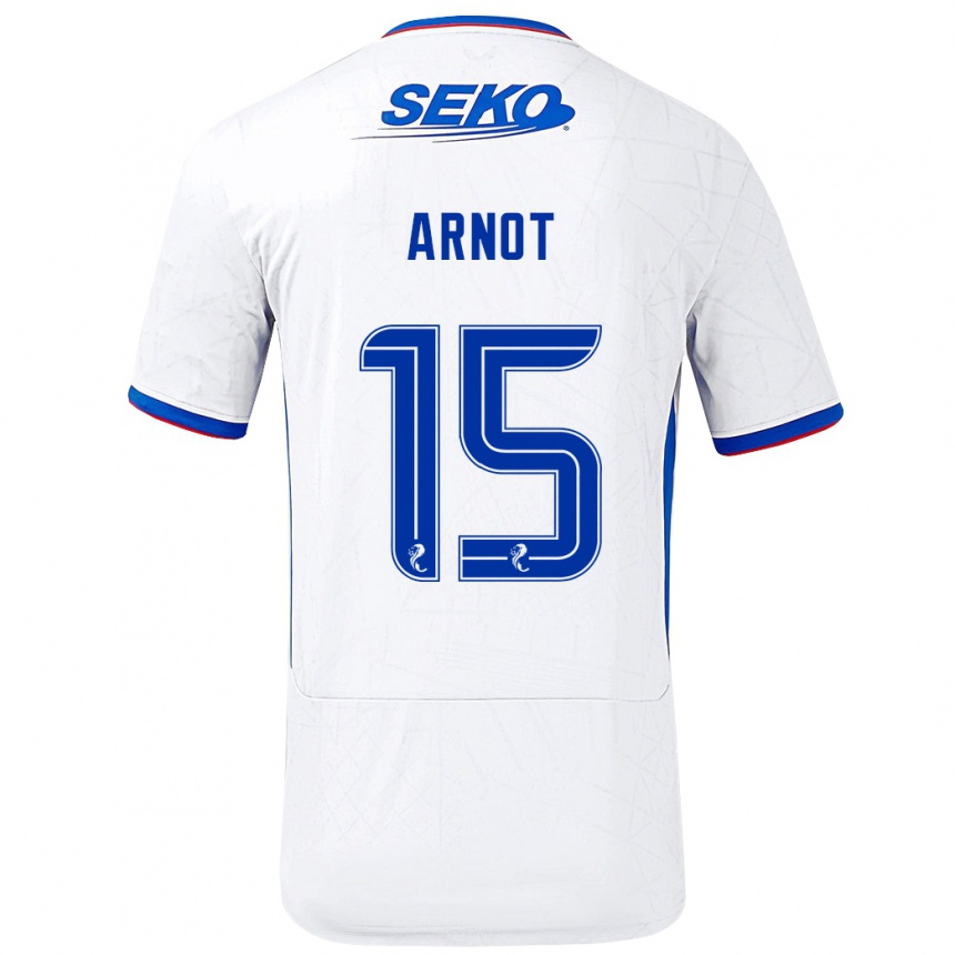 Niño Fútbol Camiseta Elizabeth Arnot #15 Blanco Azul 2ª Equipación 2024/25 Argentina