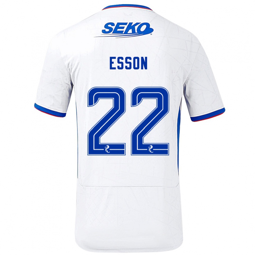 Niño Fútbol Camiseta Victoria Esson #22 Blanco Azul 2ª Equipación 2024/25 Argentina