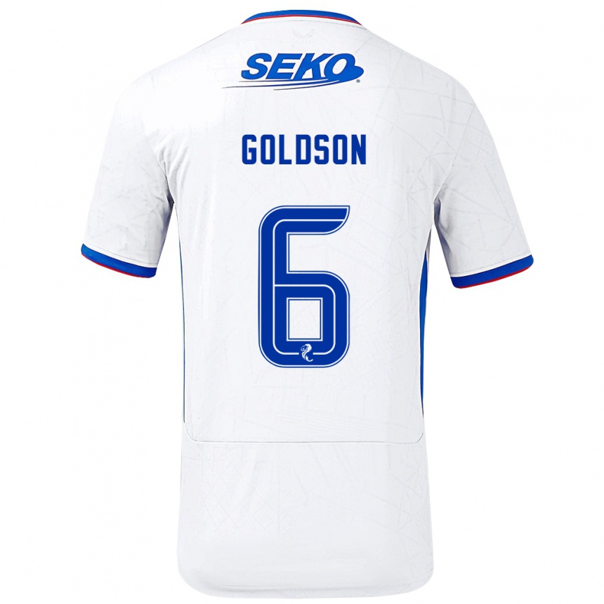 Niño Fútbol Camiseta Connor Goldson #6 Blanco Azul 2ª Equipación 2024/25 Argentina