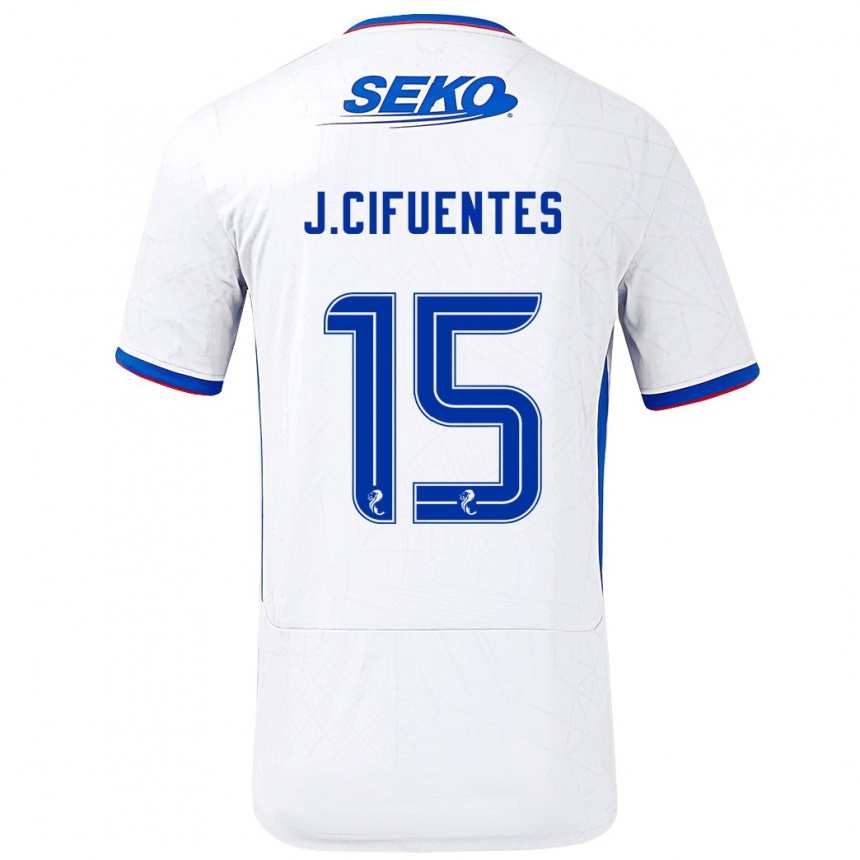 Niño Fútbol Camiseta José Cifuentes #15 Blanco Azul 2ª Equipación 2024/25 Argentina