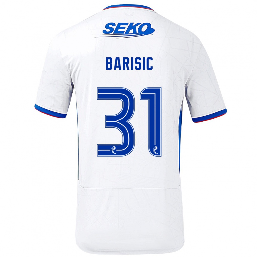 Niño Fútbol Camiseta Borna Barisic #31 Blanco Azul 2ª Equipación 2024/25 Argentina