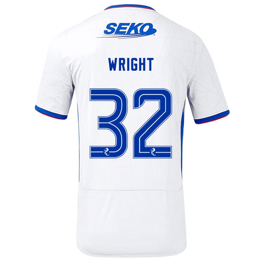 Niño Fútbol Camiseta Kieran Wright #32 Blanco Azul 2ª Equipación 2024/25 Argentina