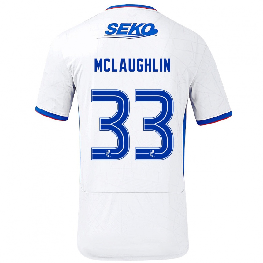 Niño Fútbol Camiseta Jon Mclaughlin #33 Blanco Azul 2ª Equipación 2024/25 Argentina