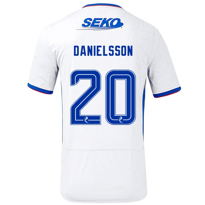 Niño Fútbol Camiseta Jenny Julia Danielsson #20 Blanco Azul 2ª Equipación 2024/25 Argentina