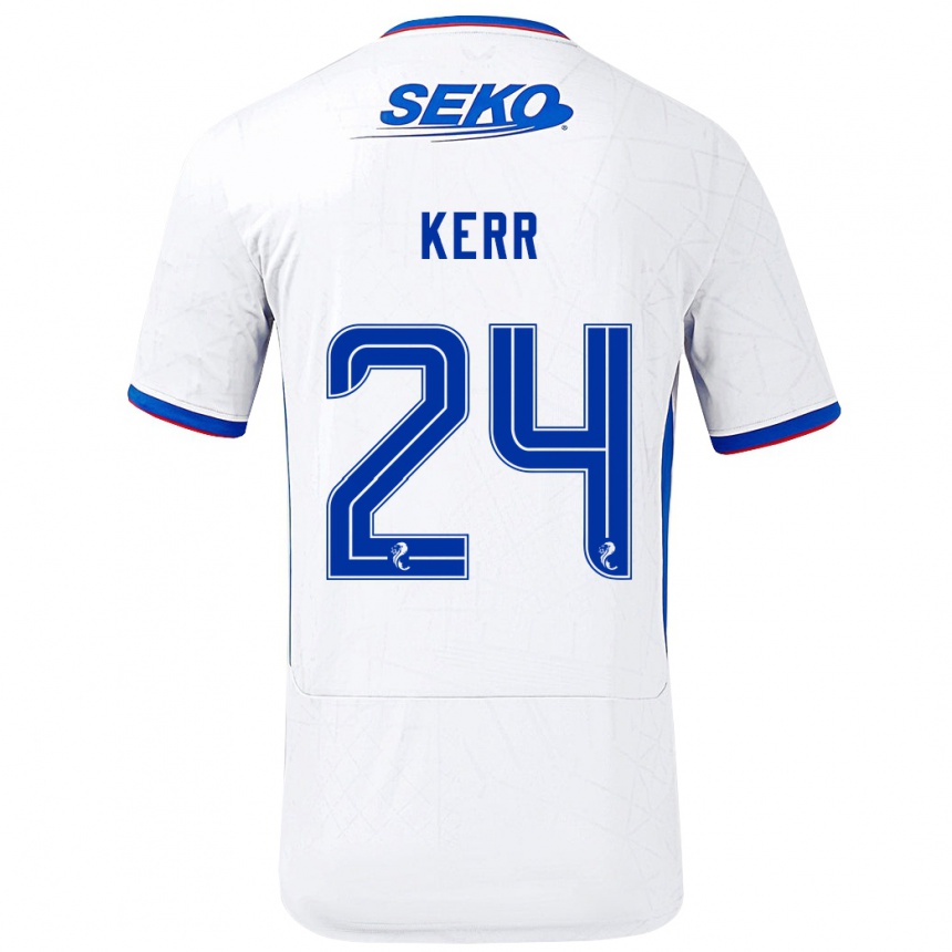 Niño Fútbol Camiseta Samantha Mary Kerr #24 Blanco Azul 2ª Equipación 2024/25 Argentina