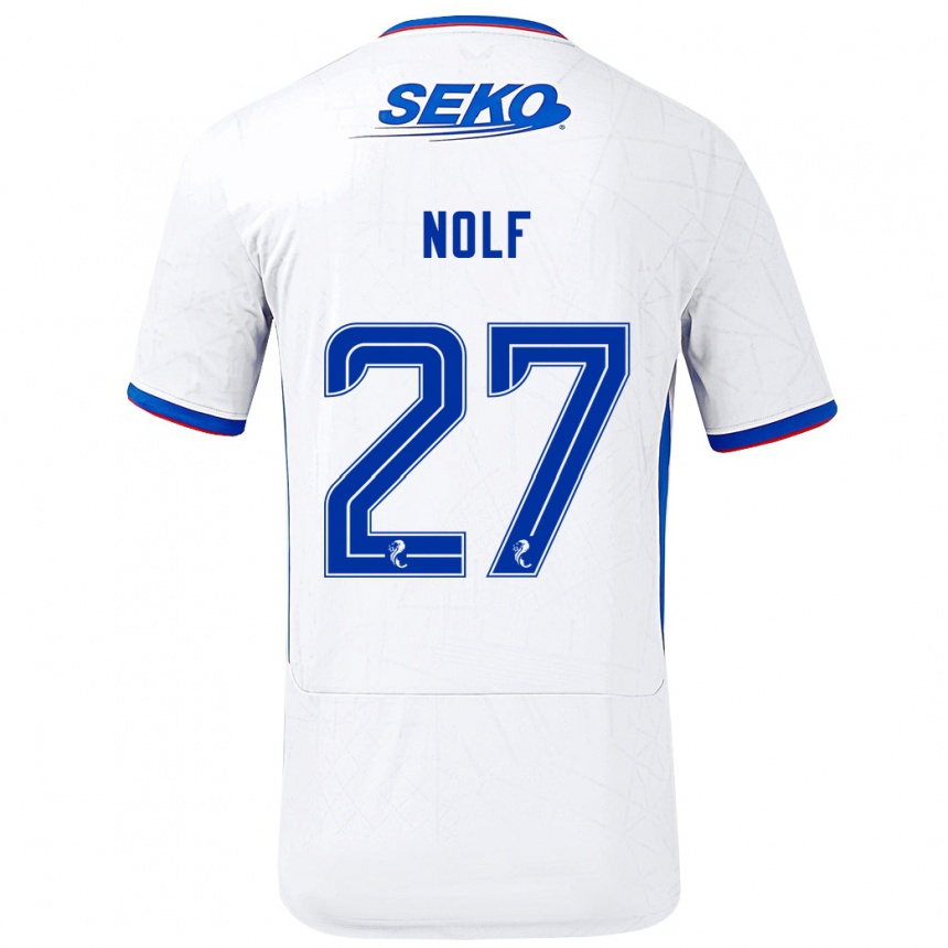 Niño Fútbol Camiseta Madeline Nolf #27 Blanco Azul 2ª Equipación 2024/25 Argentina