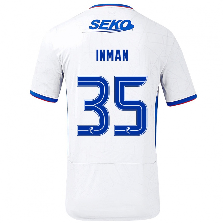 Niño Fútbol Camiseta Lucy Inman #35 Blanco Azul 2ª Equipación 2024/25 Argentina