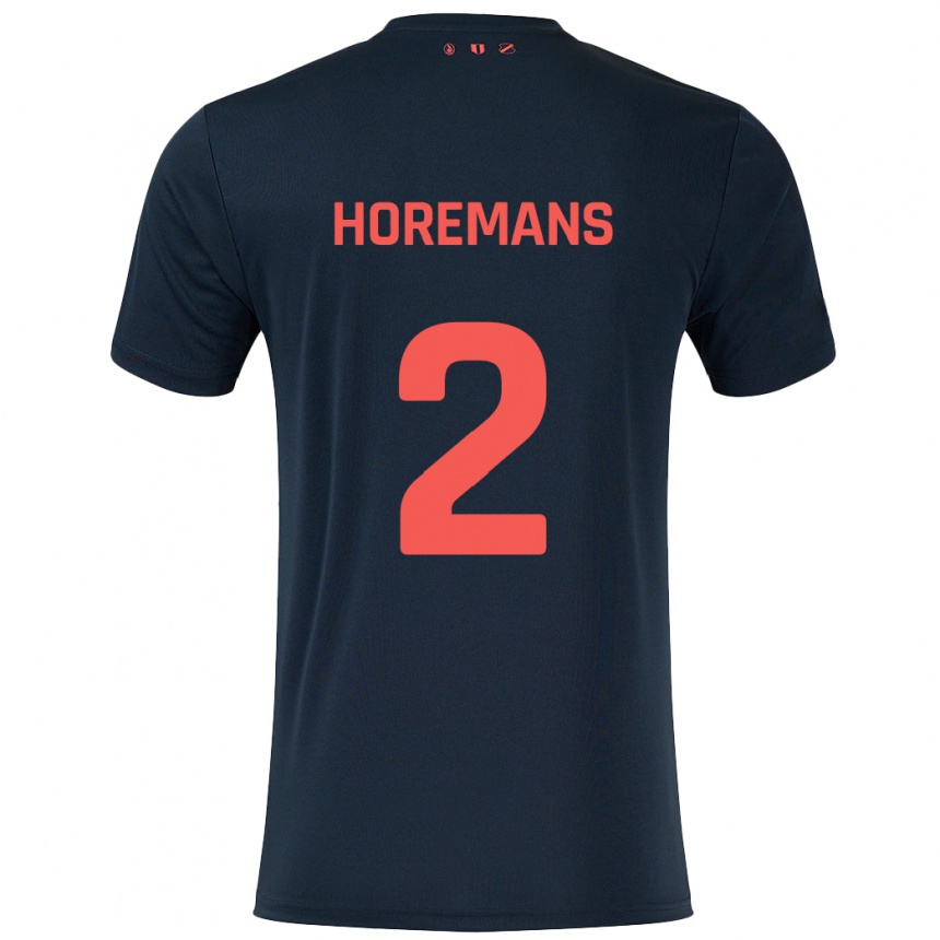 Niño Fútbol Camiseta Siebe Horemans #2 Negro Rojo 2ª Equipación 2024/25 Argentina