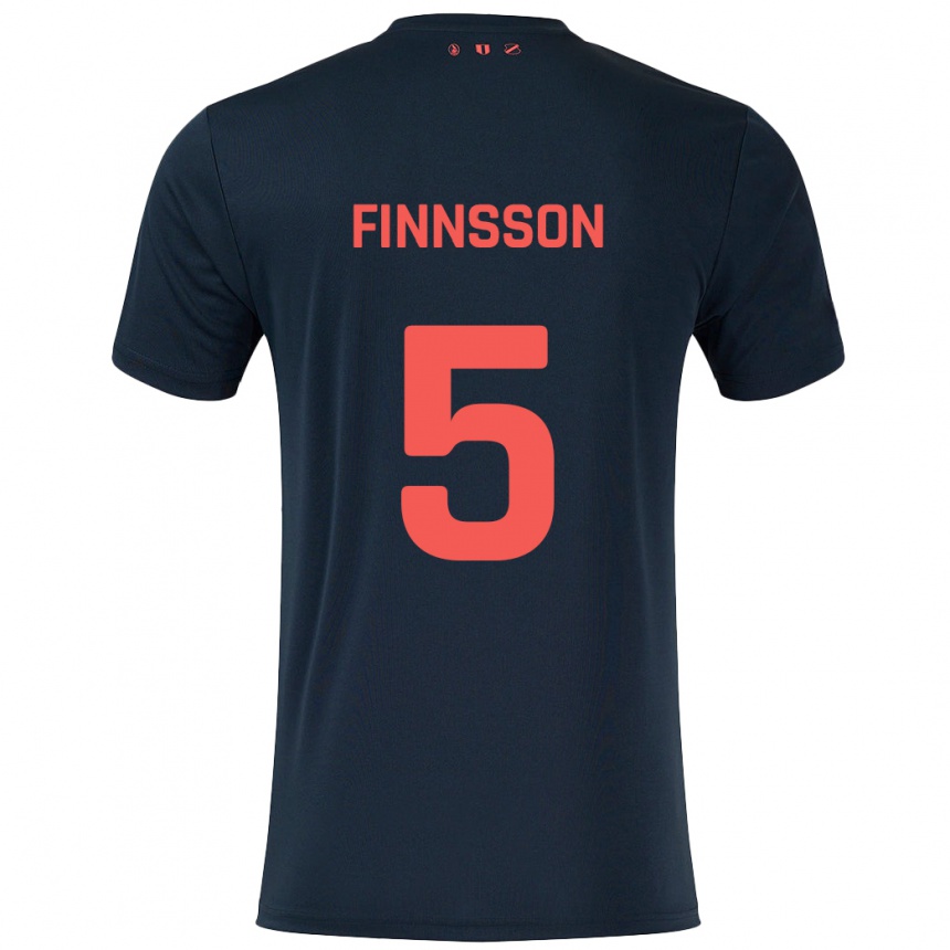 Niño Fútbol Camiseta Kolbeinn Finnsson #5 Negro Rojo 2ª Equipación 2024/25 Argentina