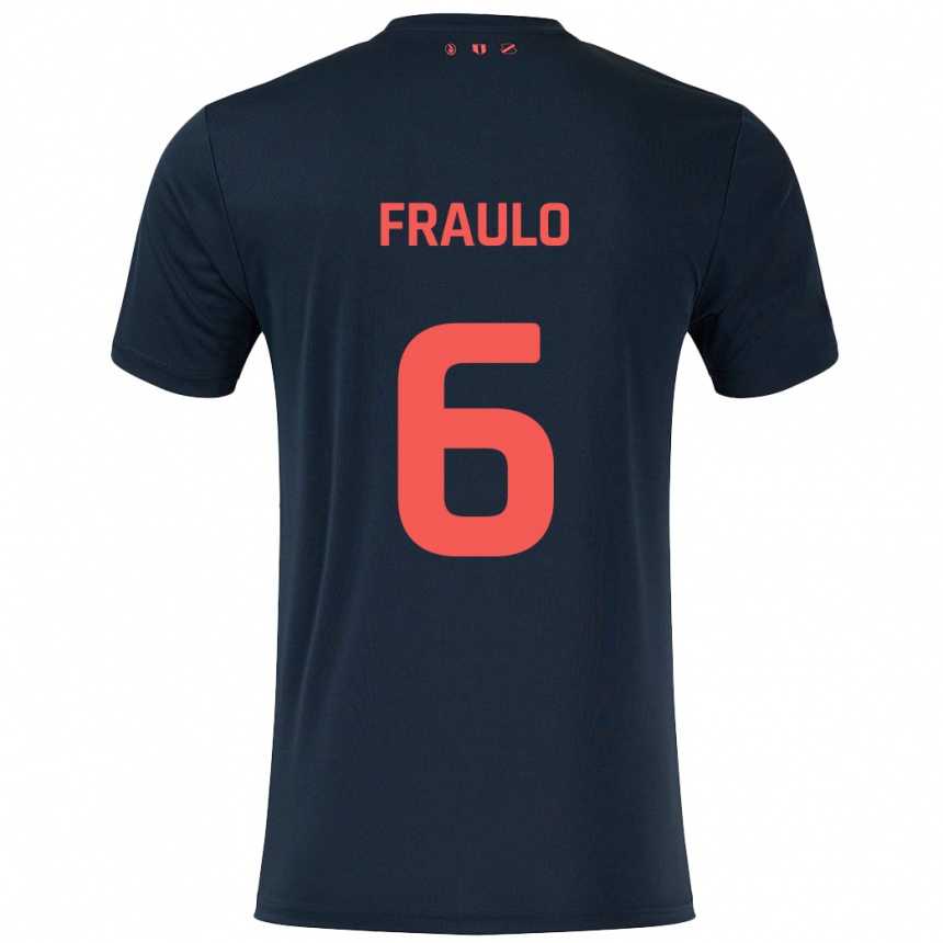 Niño Fútbol Camiseta Oscar Fraulo #6 Negro Rojo 2ª Equipación 2024/25 Argentina