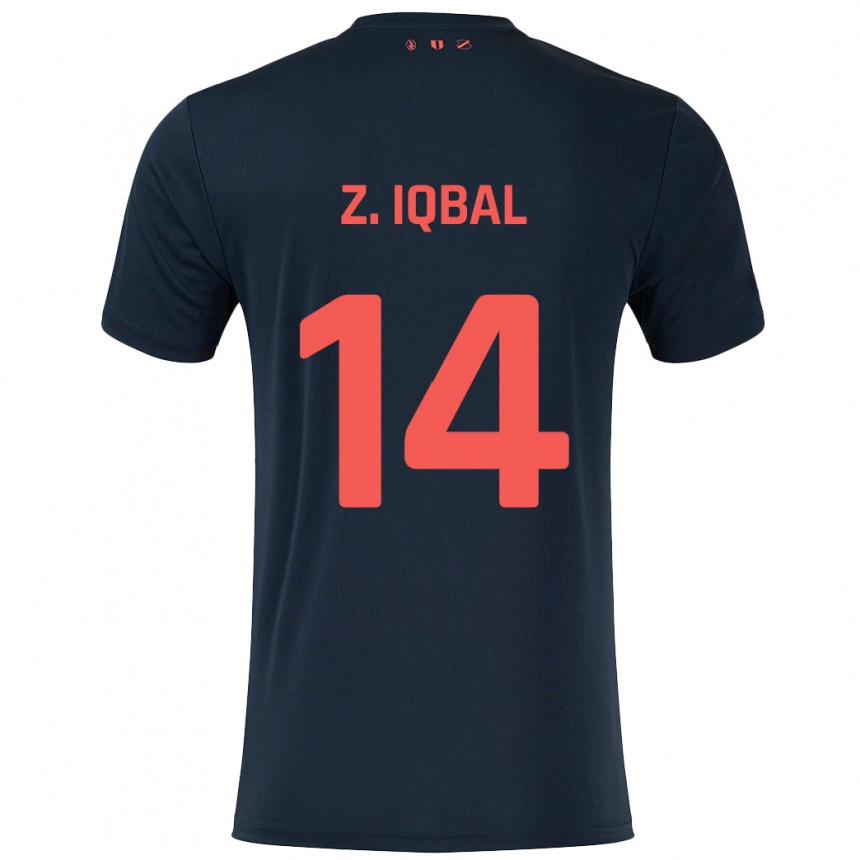 Niño Fútbol Camiseta Zidane Iqbal #14 Negro Rojo 2ª Equipación 2024/25 Argentina