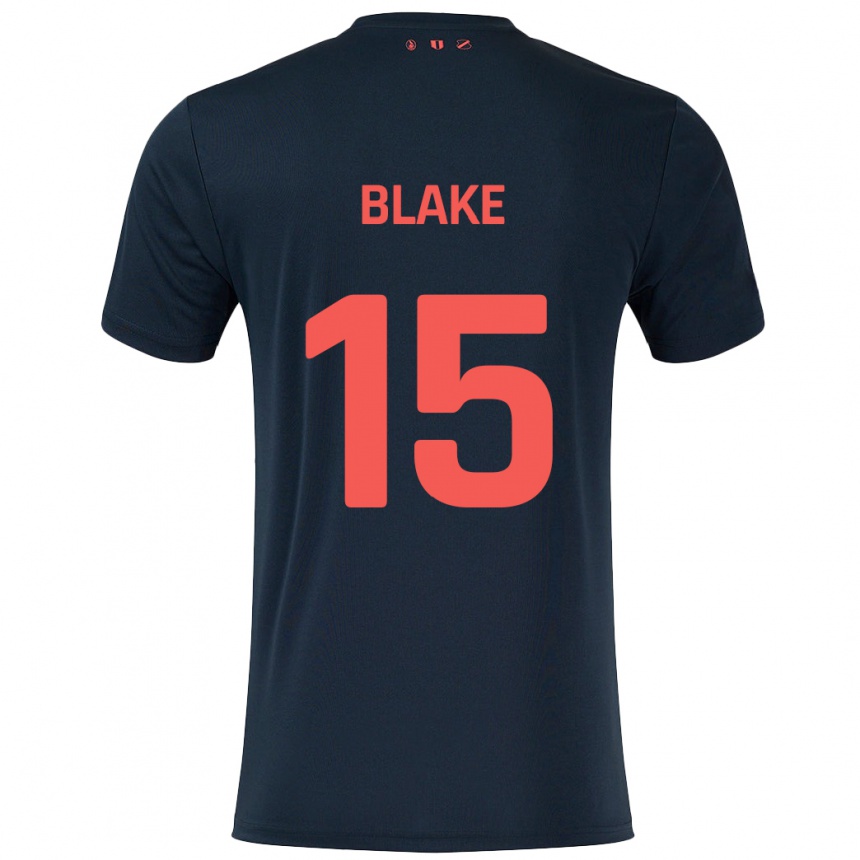 Niño Fútbol Camiseta Adrian Blake #15 Negro Rojo 2ª Equipación 2024/25 Argentina