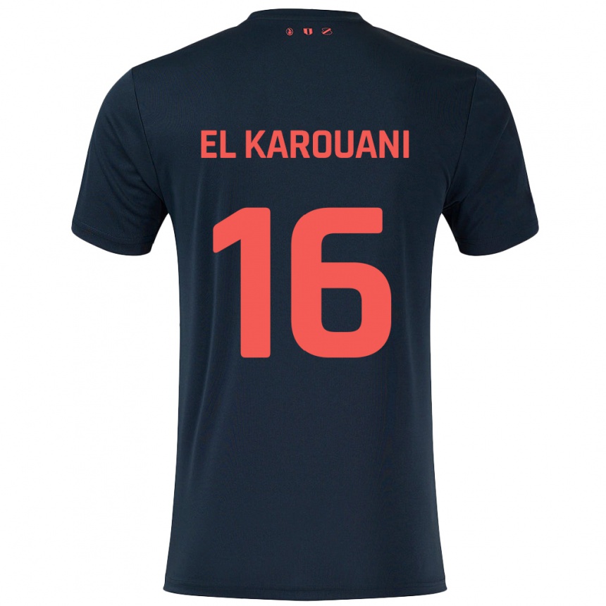 Niño Fútbol Camiseta Souffian El Karouani #16 Negro Rojo 2ª Equipación 2024/25 Argentina