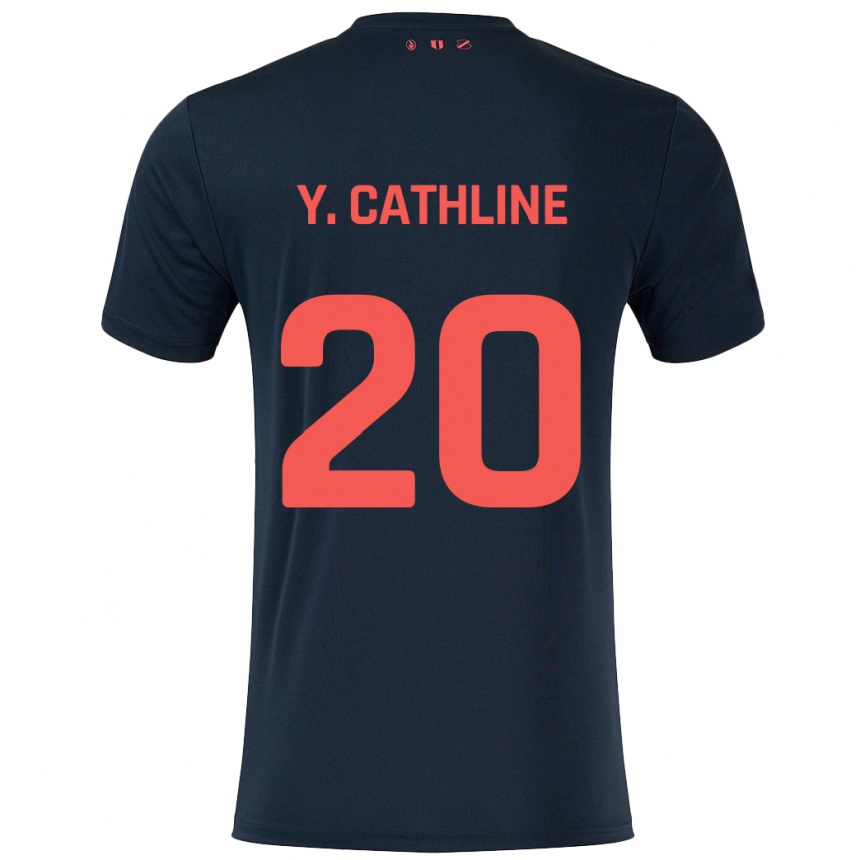 Niño Fútbol Camiseta Yoann Cathline #20 Negro Rojo 2ª Equipación 2024/25 Argentina