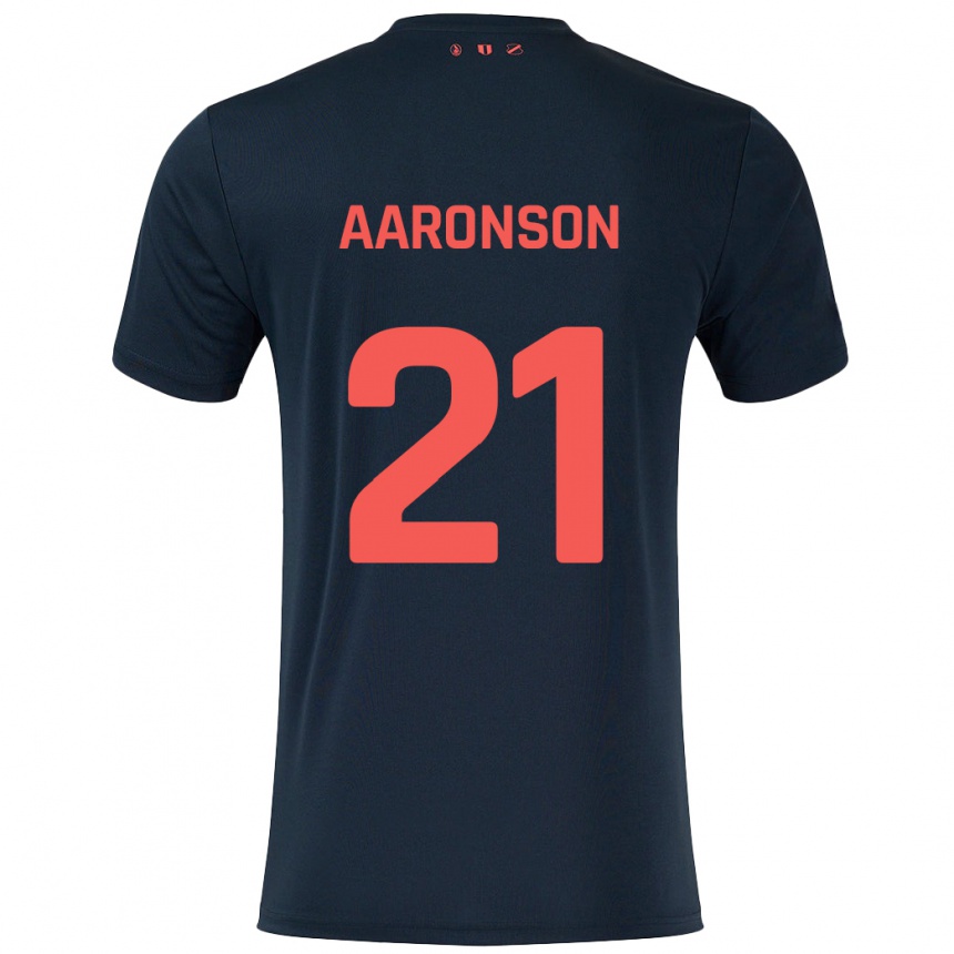 Niño Fútbol Camiseta Paxten Aaronson #21 Negro Rojo 2ª Equipación 2024/25 Argentina