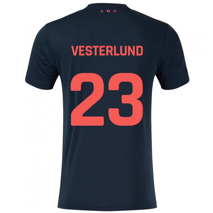 Niño Fútbol Camiseta Niklas Vesterlund #23 Negro Rojo 2ª Equipación 2024/25 Argentina