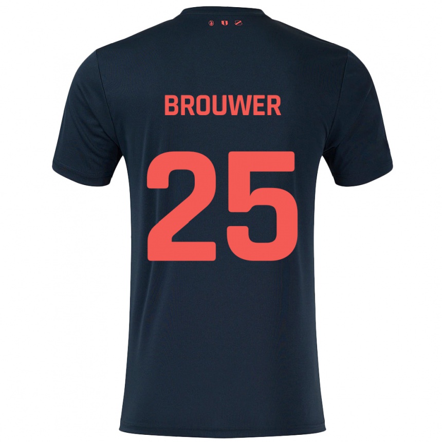 Niño Fútbol Camiseta Michael Brouwer #25 Negro Rojo 2ª Equipación 2024/25 Argentina