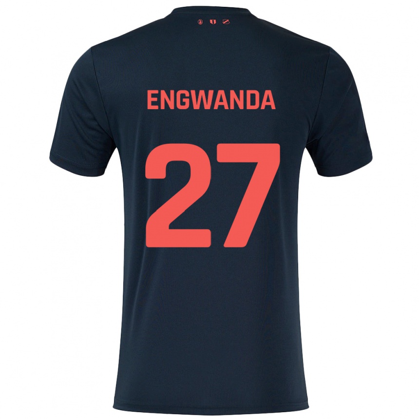 Niño Fútbol Camiseta Alonzo Engwanda #27 Negro Rojo 2ª Equipación 2024/25 Argentina