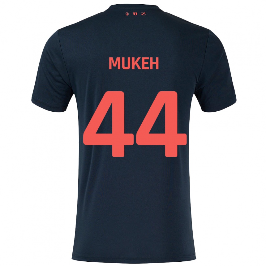 Niño Fútbol Camiseta Joshua Mukeh #44 Negro Rojo 2ª Equipación 2024/25 Argentina