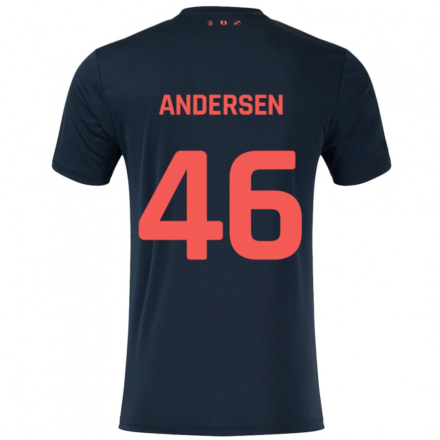 Niño Fútbol Camiseta Silas Andersen #46 Negro Rojo 2ª Equipación 2024/25 Argentina