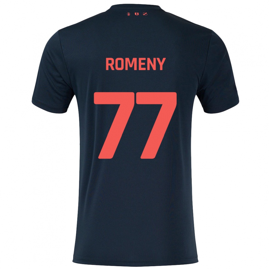 Niño Fútbol Camiseta Ole Romeny #77 Negro Rojo 2ª Equipación 2024/25 Argentina