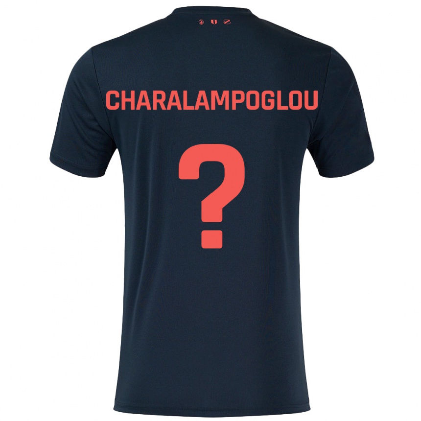 Niño Fútbol Camiseta Georgios Charalampoglou #0 Negro Rojo 2ª Equipación 2024/25 Argentina