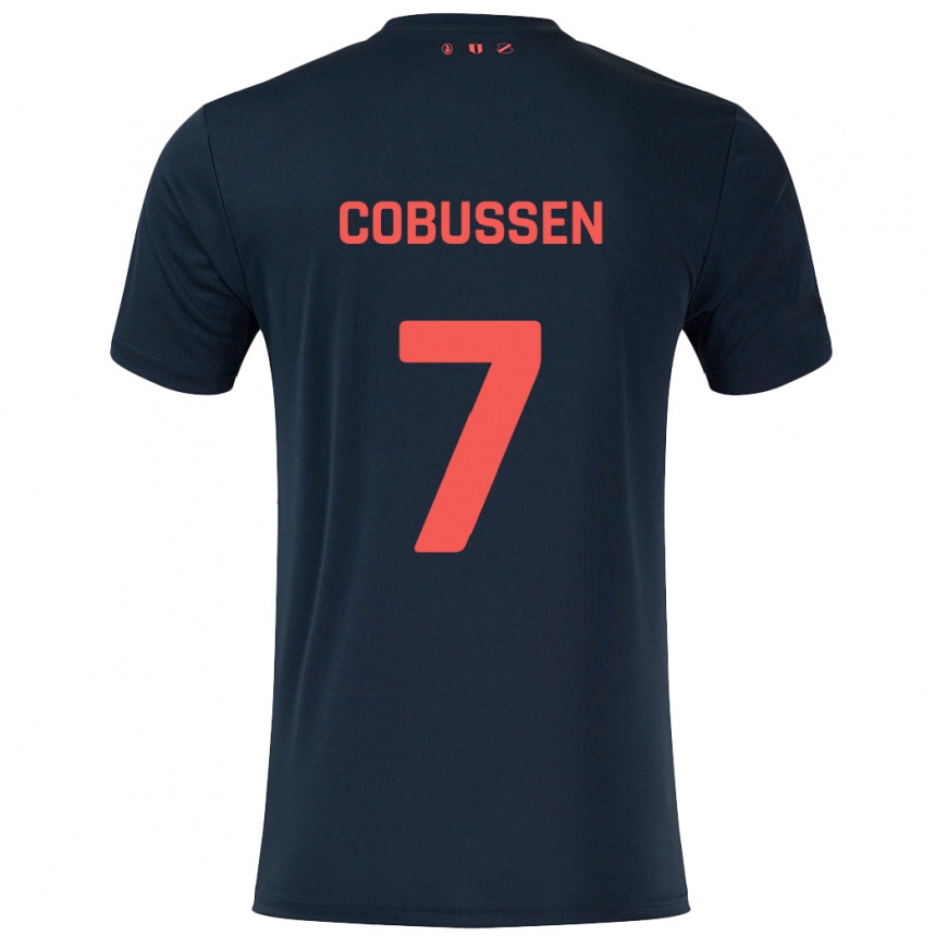 Niño Fútbol Camiseta Sophie Cobussen #7 Negro Rojo 2ª Equipación 2024/25 Argentina