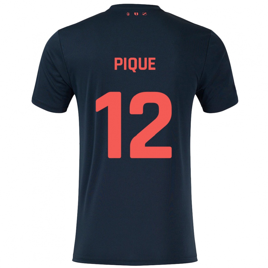 Niño Fútbol Camiseta Naomi Piqué #12 Negro Rojo 2ª Equipación 2024/25 Argentina