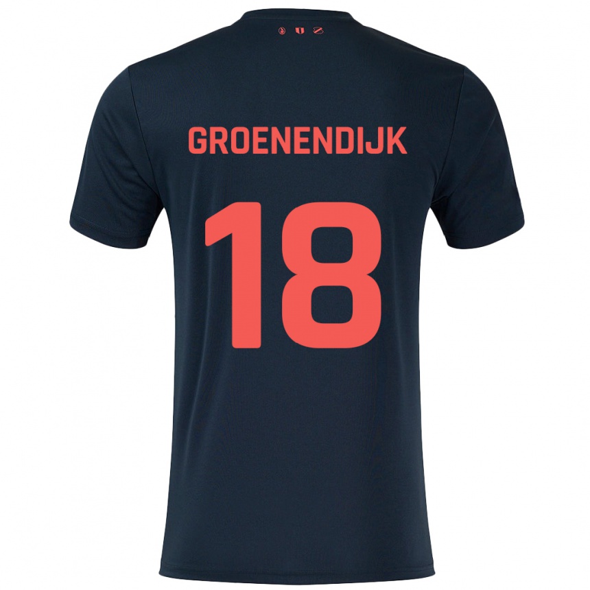 Niño Fútbol Camiseta Tami Groenendijk #18 Negro Rojo 2ª Equipación 2024/25 Argentina