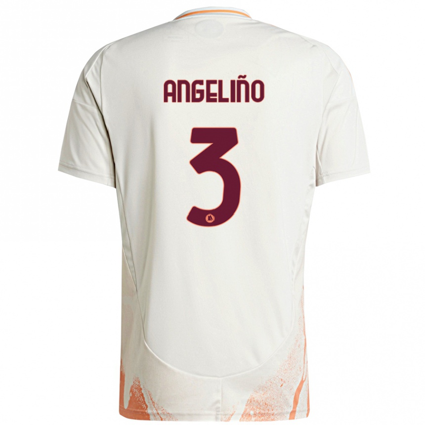 Niño Fútbol Camiseta Angeliño #3 Crema Blanco Naranja 2ª Equipación 2024/25 Argentina