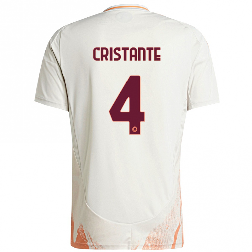 Niño Fútbol Camiseta Bryan Cristante #4 Crema Blanco Naranja 2ª Equipación 2024/25 Argentina