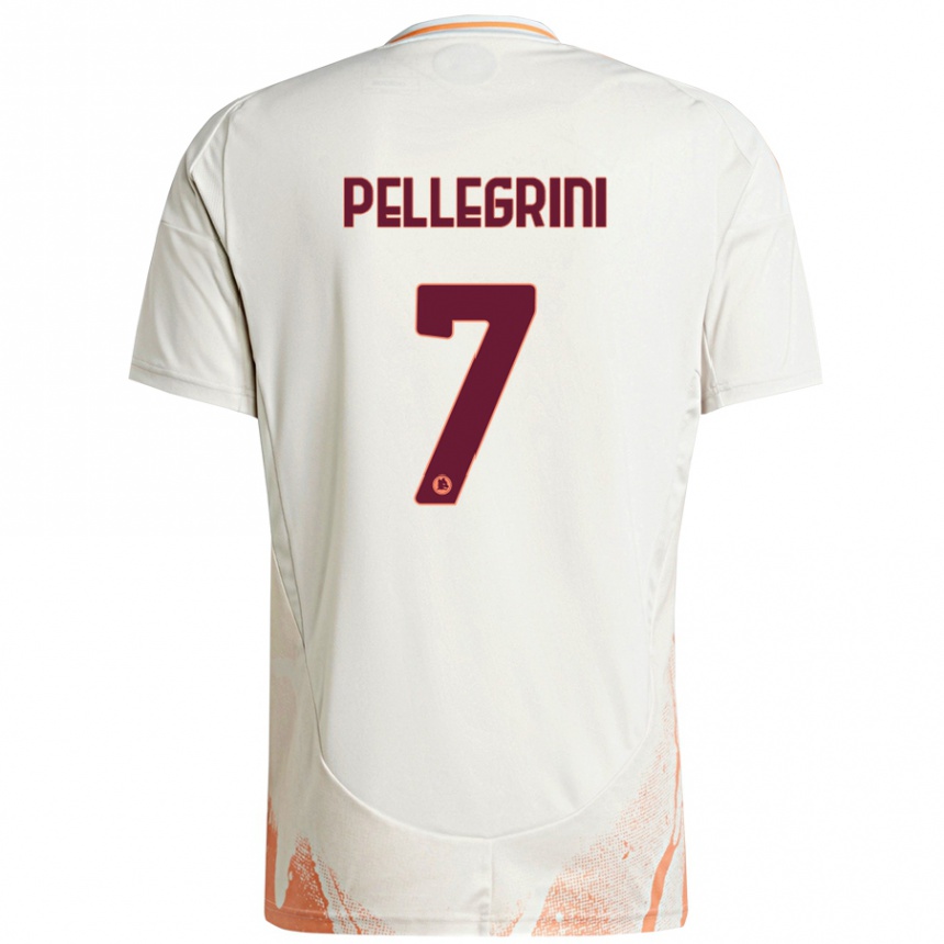 Niño Fútbol Camiseta Lorenzo Pellegrini #7 Crema Blanco Naranja 2ª Equipación 2024/25 Argentina