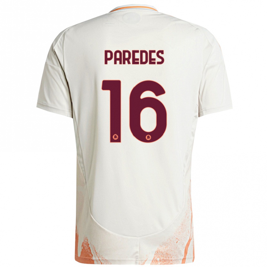 Niño Fútbol Camiseta Leandro Paredes #16 Crema Blanco Naranja 2ª Equipación 2024/25 Argentina