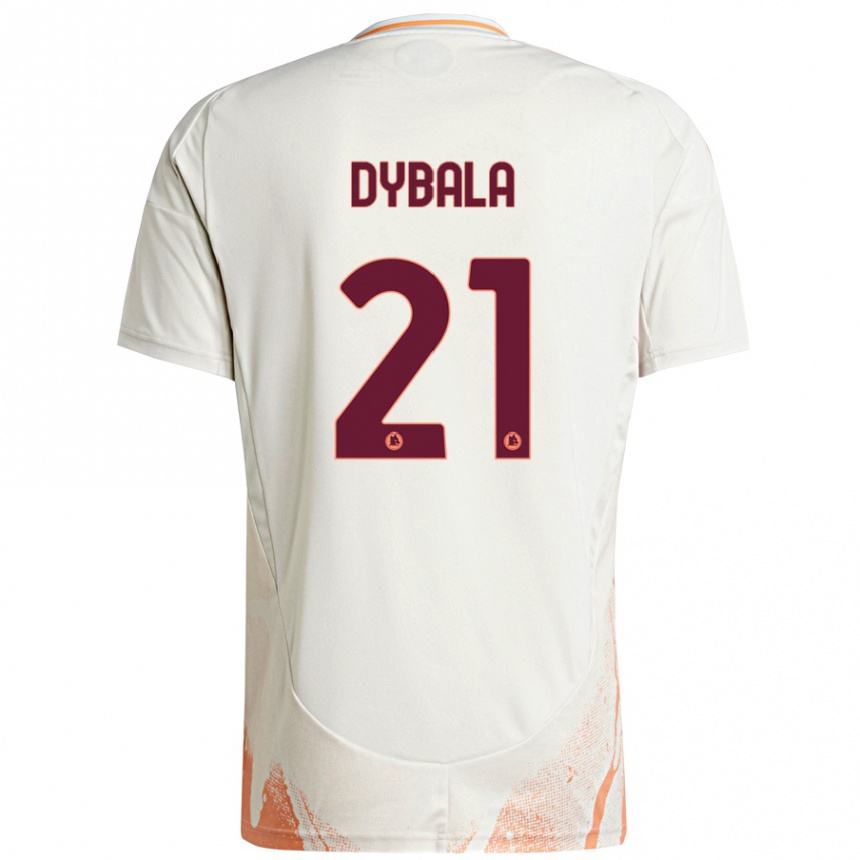 Niño Fútbol Camiseta Paulo Dybala #21 Crema Blanco Naranja 2ª Equipación 2024/25 Argentina