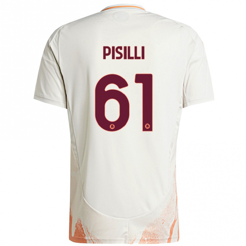 Niño Fútbol Camiseta Niccolò Pisilli #61 Crema Blanco Naranja 2ª Equipación 2024/25 Argentina