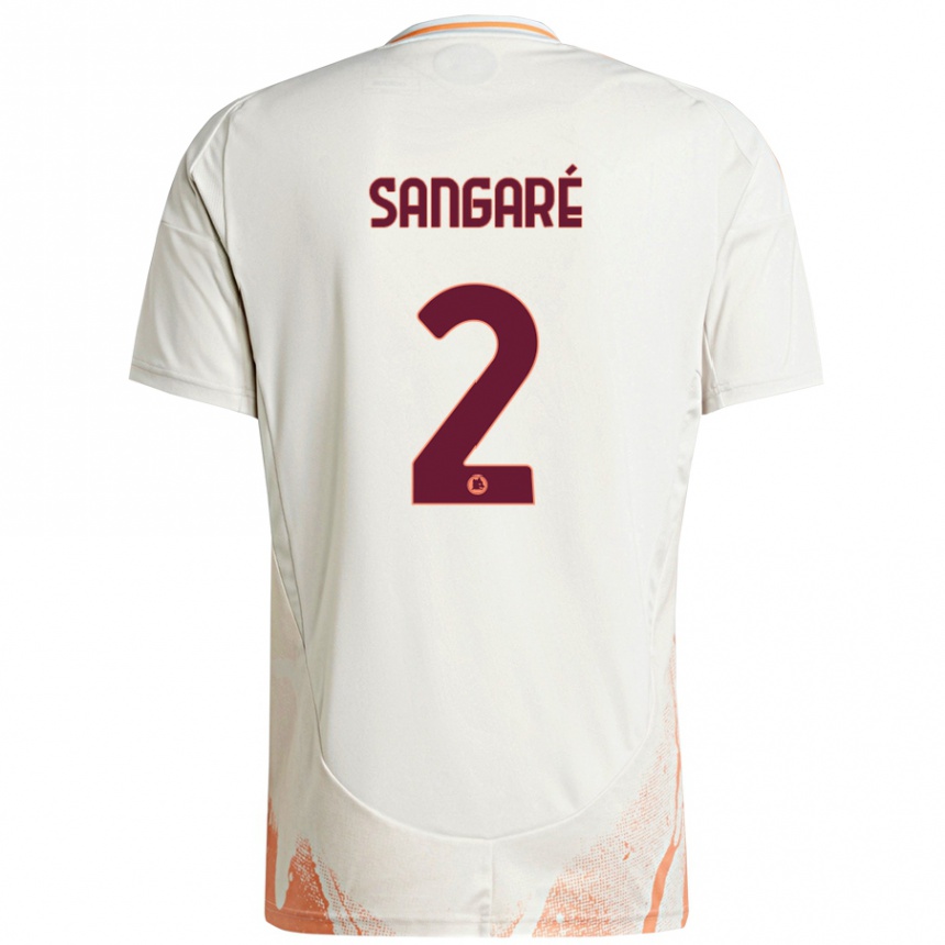 Niño Fútbol Camiseta Buba Sangaré #2 Crema Blanco Naranja 2ª Equipación 2024/25 Argentina