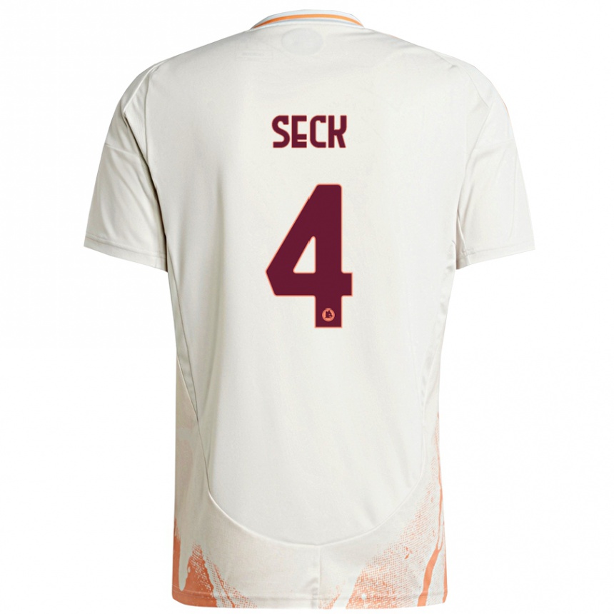 Niño Fútbol Camiseta Mohamed Seck #4 Crema Blanco Naranja 2ª Equipación 2024/25 Argentina