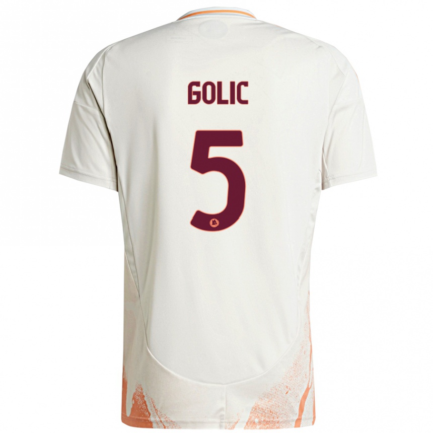 Niño Fútbol Camiseta Lovro Golic #5 Crema Blanco Naranja 2ª Equipación 2024/25 Argentina