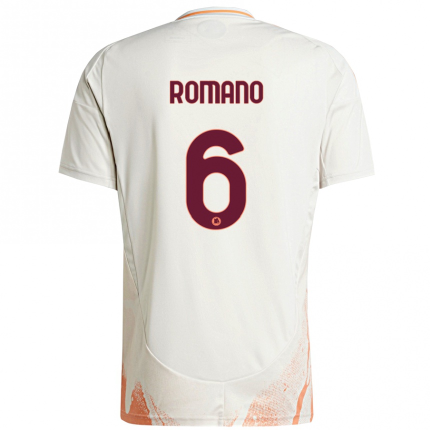 Niño Fútbol Camiseta Alessandro Romano #6 Crema Blanco Naranja 2ª Equipación 2024/25 Argentina