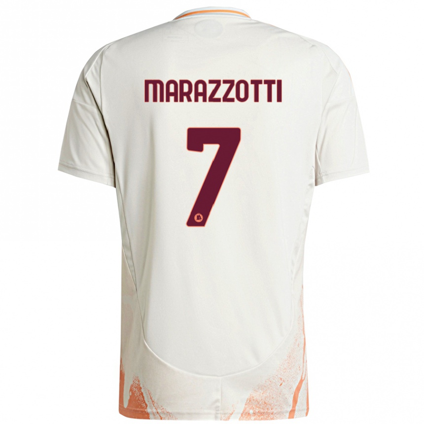 Niño Fútbol Camiseta Fabrizio Marazzotti #7 Crema Blanco Naranja 2ª Equipación 2024/25 Argentina