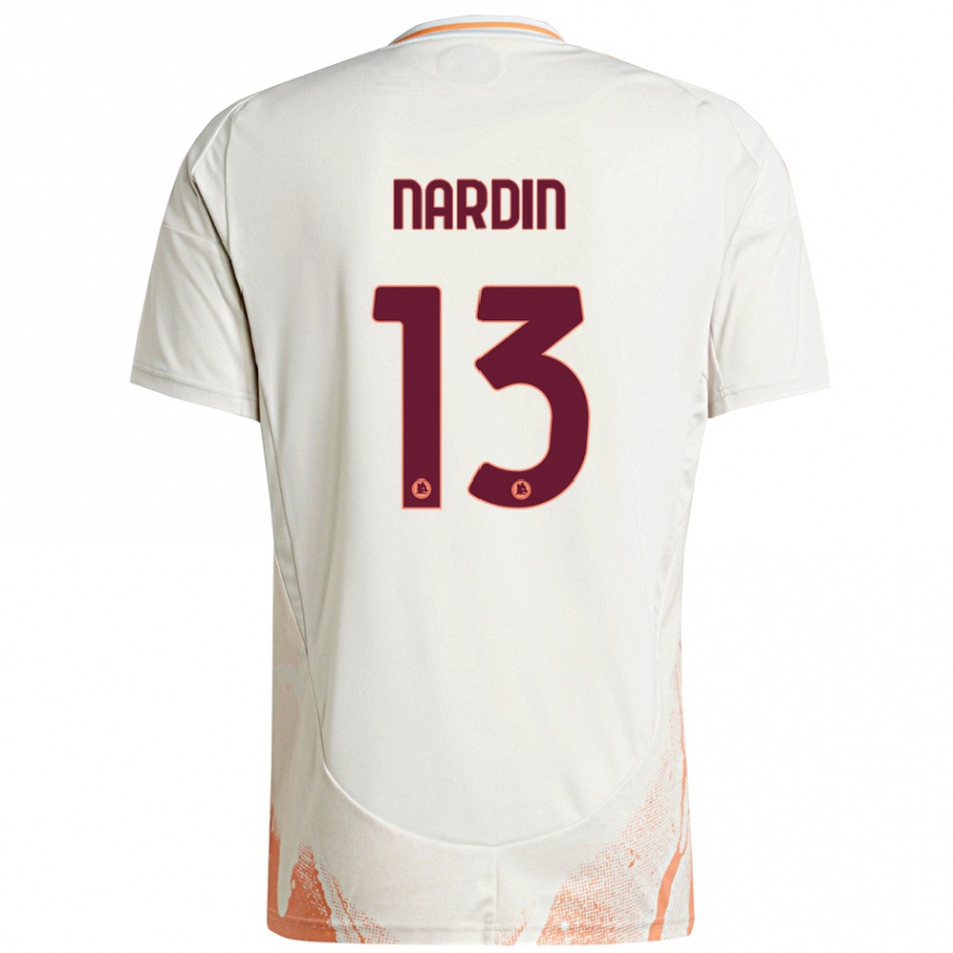 Niño Fútbol Camiseta Federico Nardin #13 Crema Blanco Naranja 2ª Equipación 2024/25 Argentina