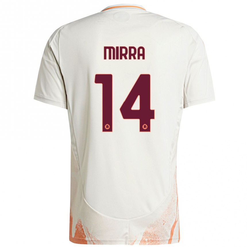 Niño Fútbol Camiseta Jacopo Mirra #14 Crema Blanco Naranja 2ª Equipación 2024/25 Argentina