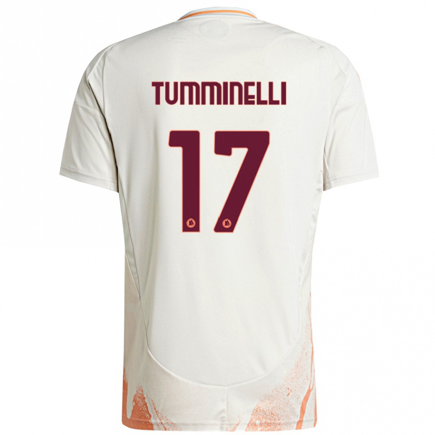 Niño Fútbol Camiseta Gianmarco Tumminelli #17 Crema Blanco Naranja 2ª Equipación 2024/25 Argentina