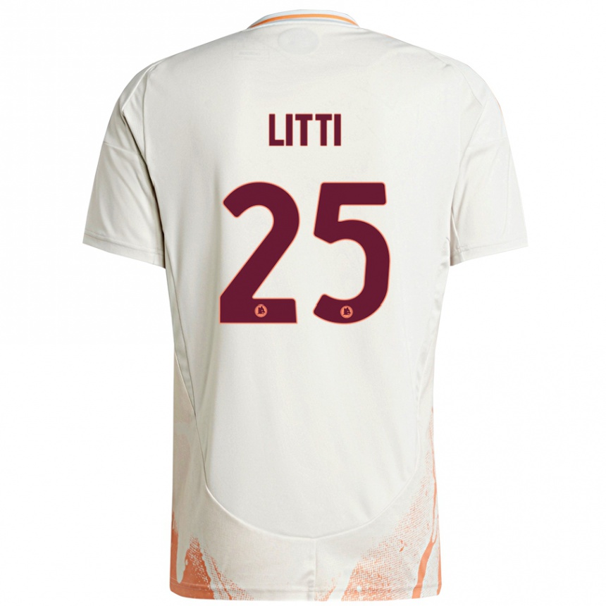 Niño Fútbol Camiseta Marco Litti #25 Crema Blanco Naranja 2ª Equipación 2024/25 Argentina