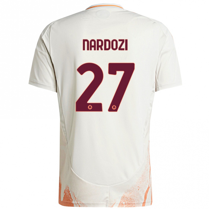 Niño Fútbol Camiseta Manuel Nardozi #27 Crema Blanco Naranja 2ª Equipación 2024/25 Argentina