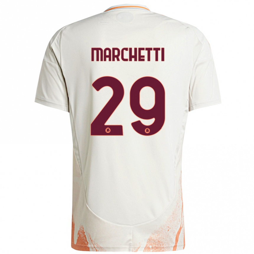 Niño Fútbol Camiseta Tommaso Marchetti #29 Crema Blanco Naranja 2ª Equipación 2024/25 Argentina