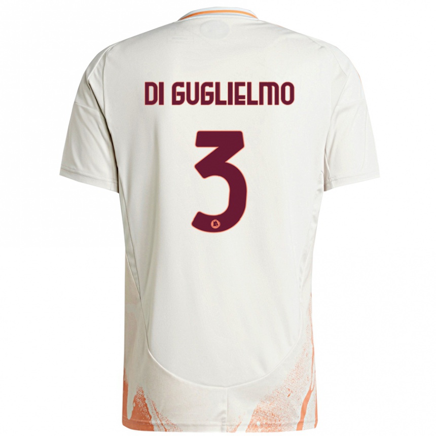 Niño Fútbol Camiseta Lucia Di Guglielmo #3 Crema Blanco Naranja 2ª Equipación 2024/25 Argentina