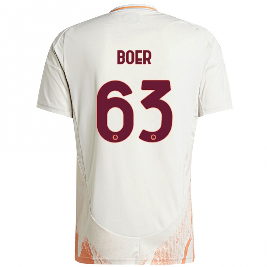 Niño Fútbol Camiseta Pietro Boer #63 Crema Blanco Naranja 2ª Equipación 2024/25 Argentina