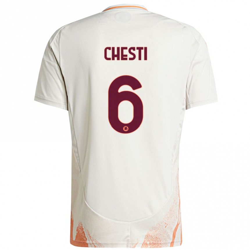 Niño Fútbol Camiseta Francesco Chesti #6 Crema Blanco Naranja 2ª Equipación 2024/25 Argentina